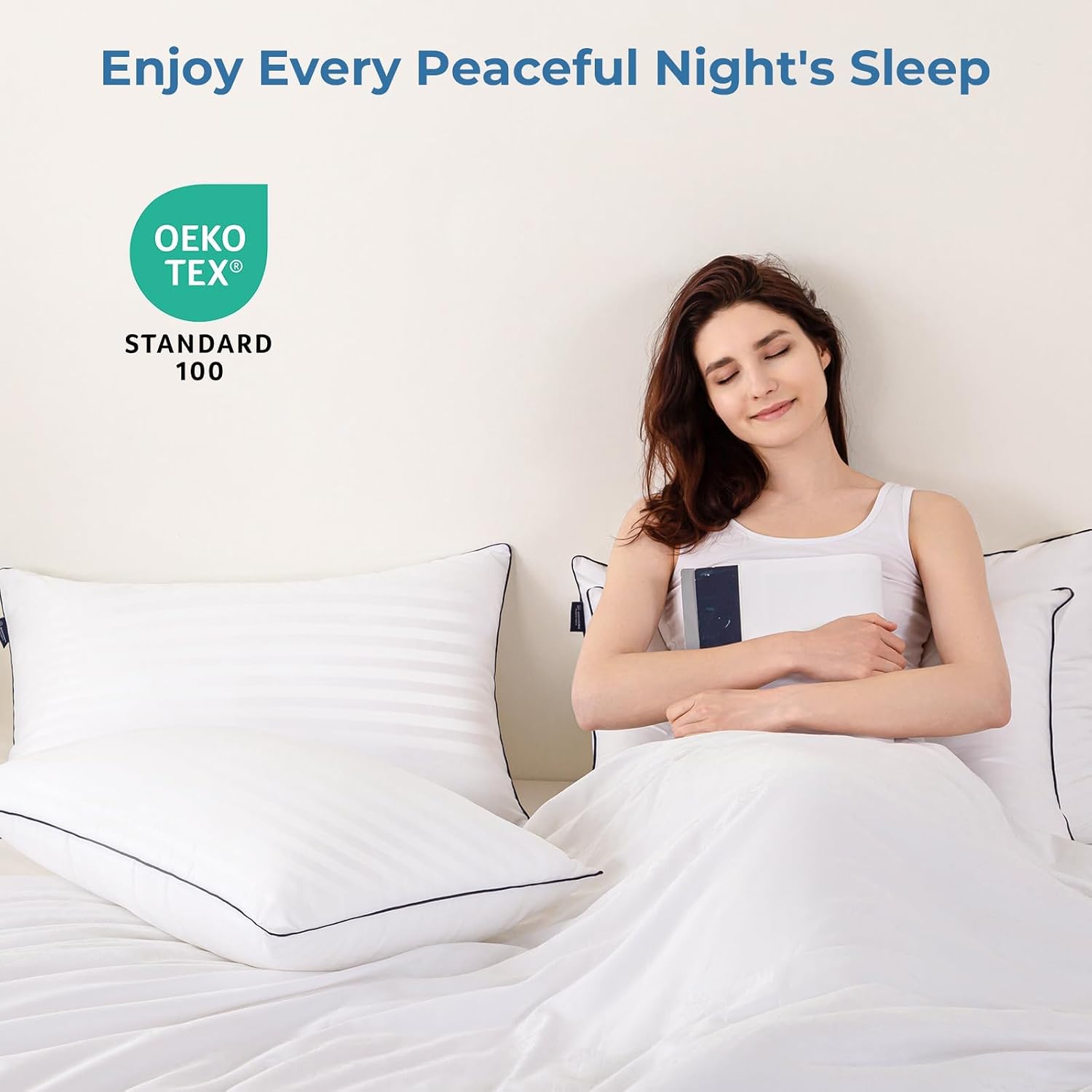 GOHOME Pillows Queen Size Set of 4 - Bed Pillows for Sleeping 4 Pack, Cooling Supportive Hotel Pillows with Premium Soft Down Alternative…