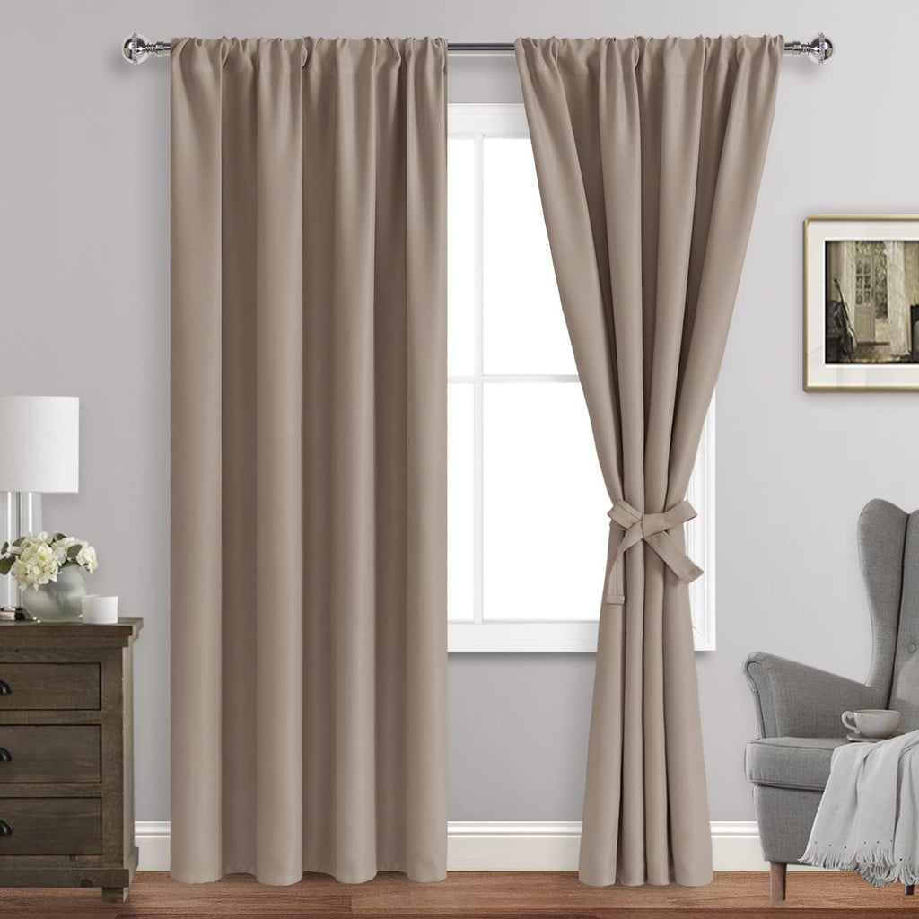 Jiuzhen Blackout Curtains for Bedroom - Thermal Insulated Room Darkening Noise Reducing, 42 x 84 Inch Length Curtains for Living Room, Set…