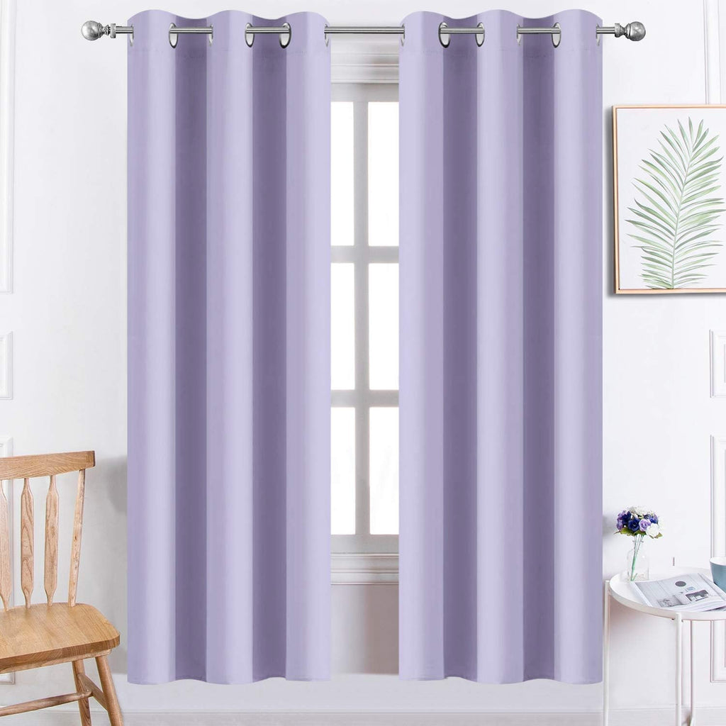 Yakamok Grommet Room Darkening Thermal Insulated Blackout Curtains Window Panels for Bedroom Width 38 Inch by Length 72Inch Lilac Two…