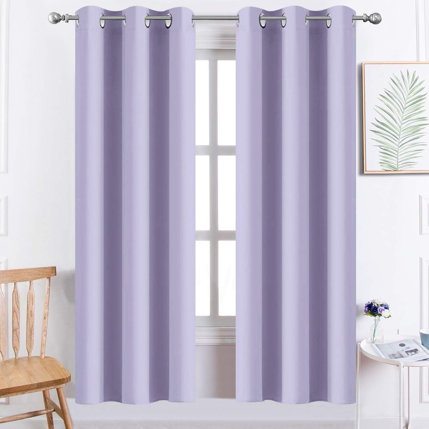 Yakamok Grommet Room Darkening Thermal Insulated Blackout Curtains Window Panels for Bedroom Width 38 Inch by Length 72Inch Lilac Two…