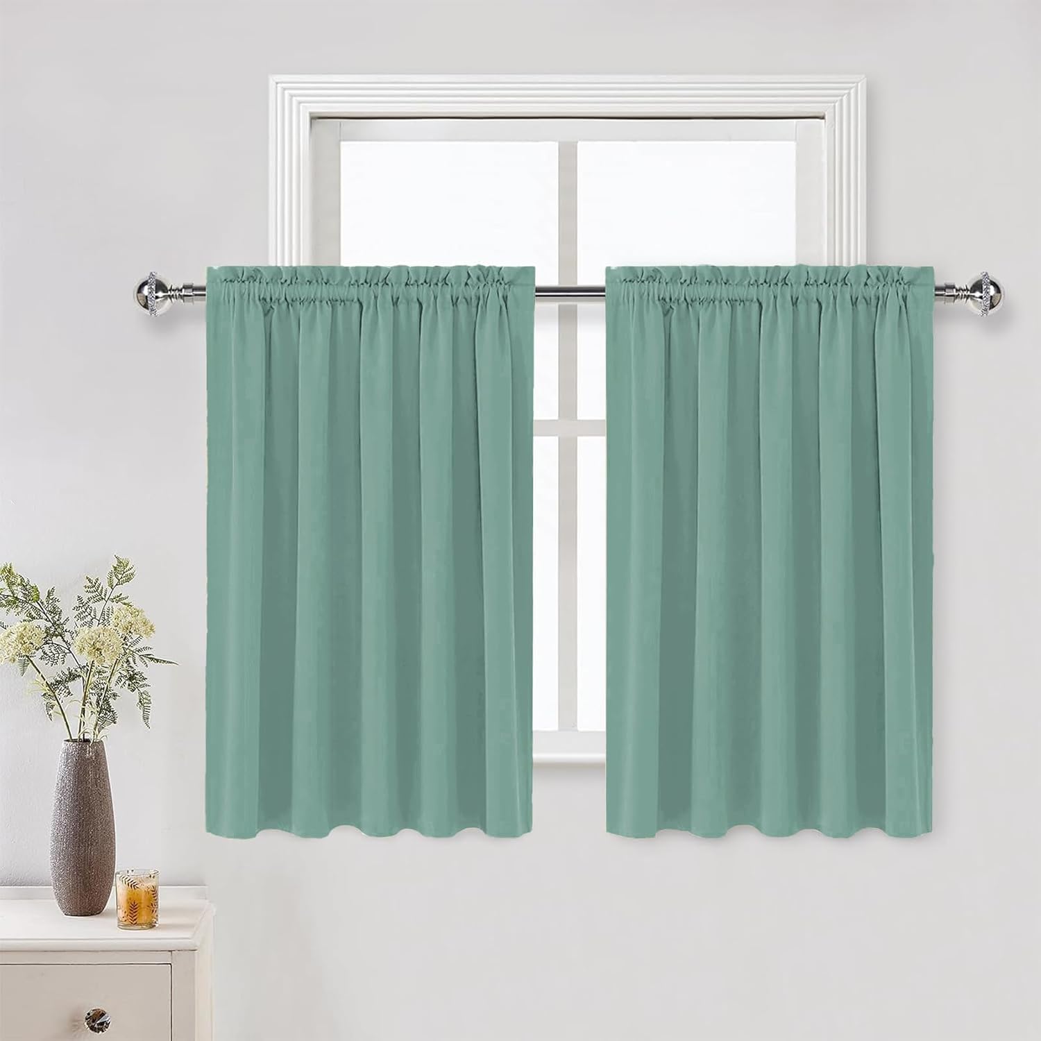 DWCN Blackout Curtains for Living Room Thermal Insulated, Energy Saving & Noise Reducing Bedroom Curtains, Sage Green, W 60x L 36 Inch…