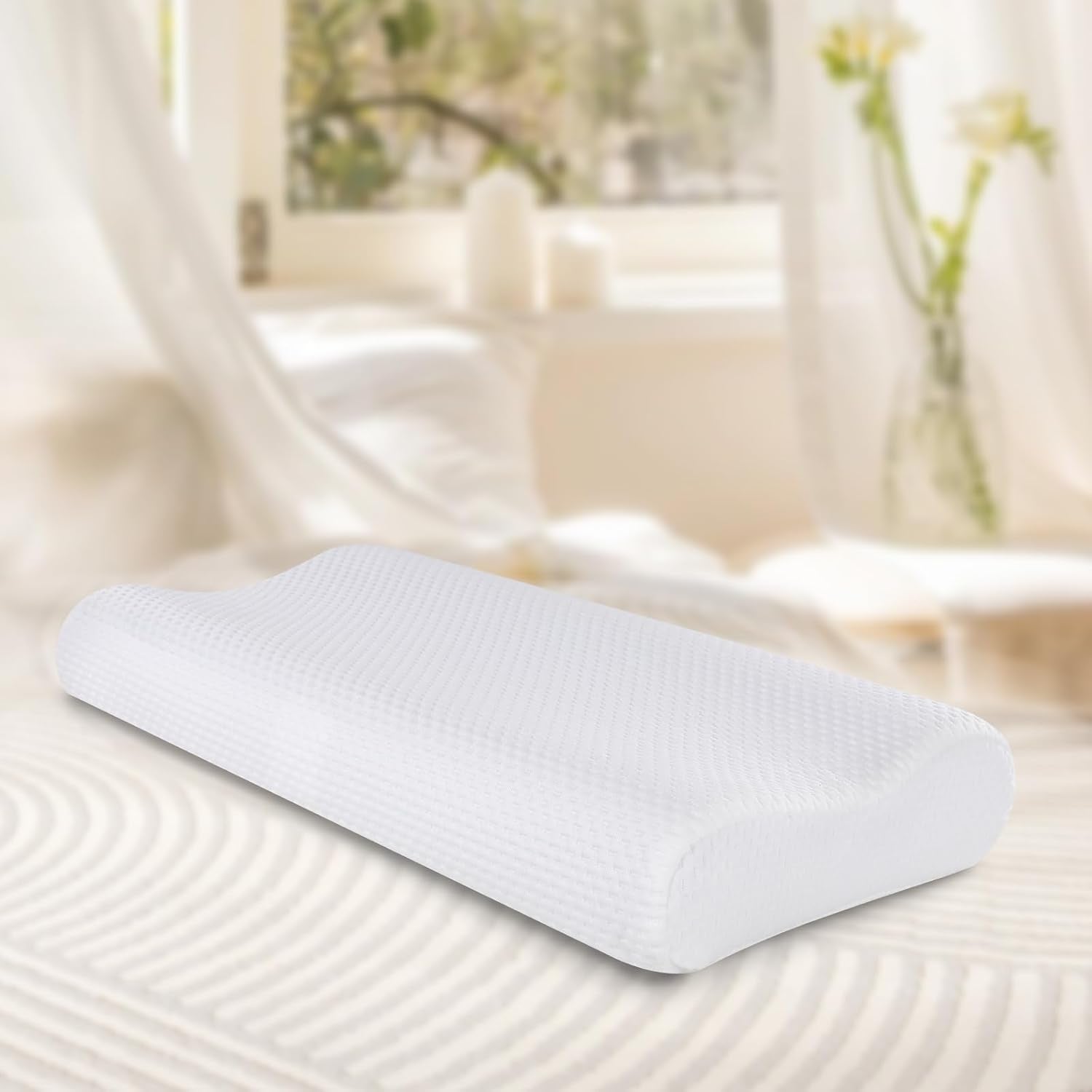 Suqiome SUQ I OME Sleeper-Gel Thin Memory Foam Neck Pillow for Sleeping,3.1/3.9‘’ Height, Ultra Thin & Low Cervical Profile, for Stomac…