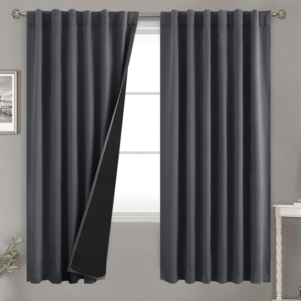 BGment 100% Room Darkening Thermal Insulated Blackout Curtains 72 Inches Long for Bedroom, Rod Pocket and Back Tab Double Layer Noise…