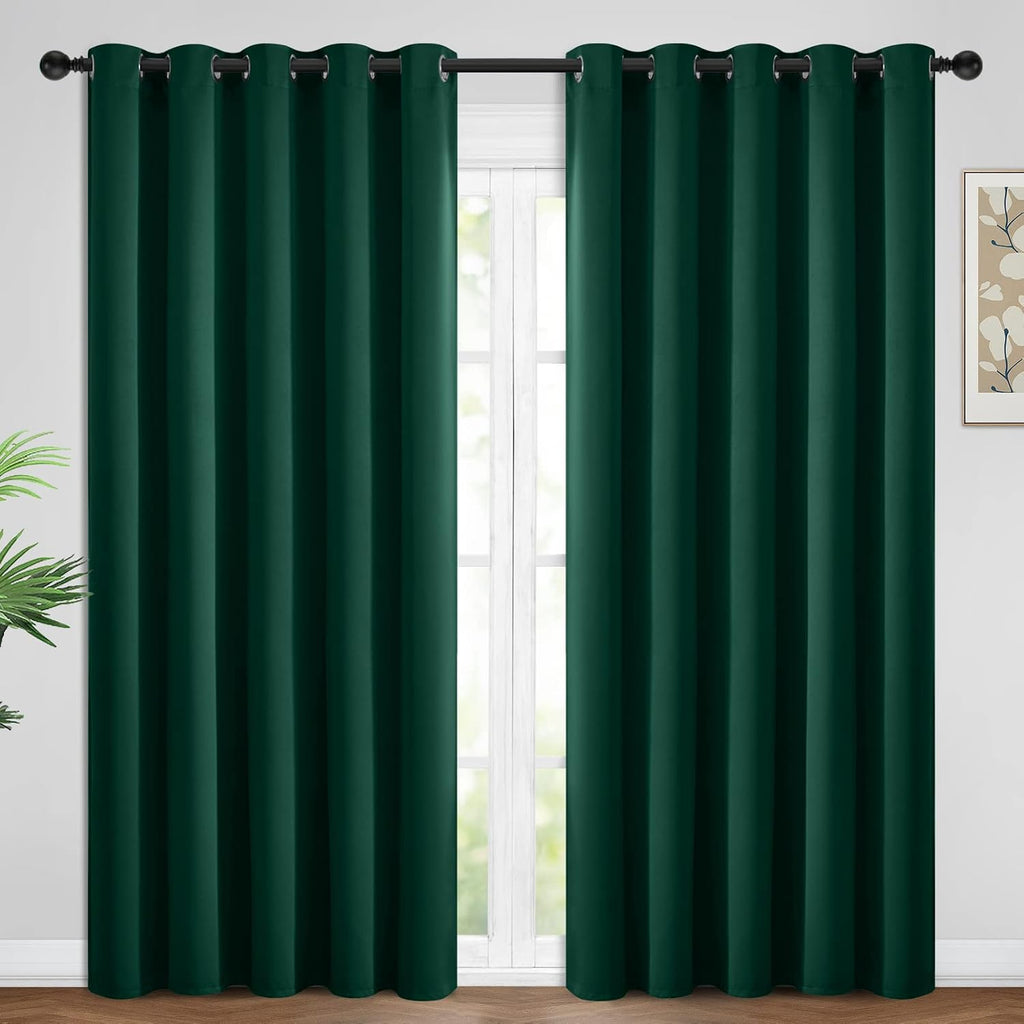 Yakamok Blackout Curtains Room Darkening Thermal Insulated Window Panels, Solid Grommet Top Drapes for Bedroom/Living Room(62Wx84L, Dark…