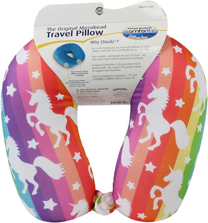 Cloudz Patterned Microbead Airplane Travel Neck Pillow. Customize Your Comfort and Support While Traveling on a Plane, Car, Bus or Train!…