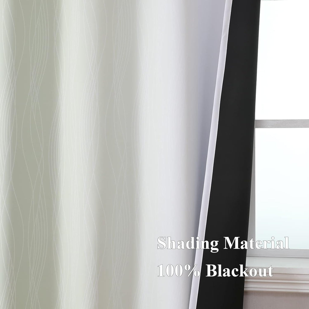 Estelartextiler Estelar Textiler Sage Green and Greyish White Ombre Short Blackout Cafe Curtains 36 Inch Length, Thermal Insulated Grommet…