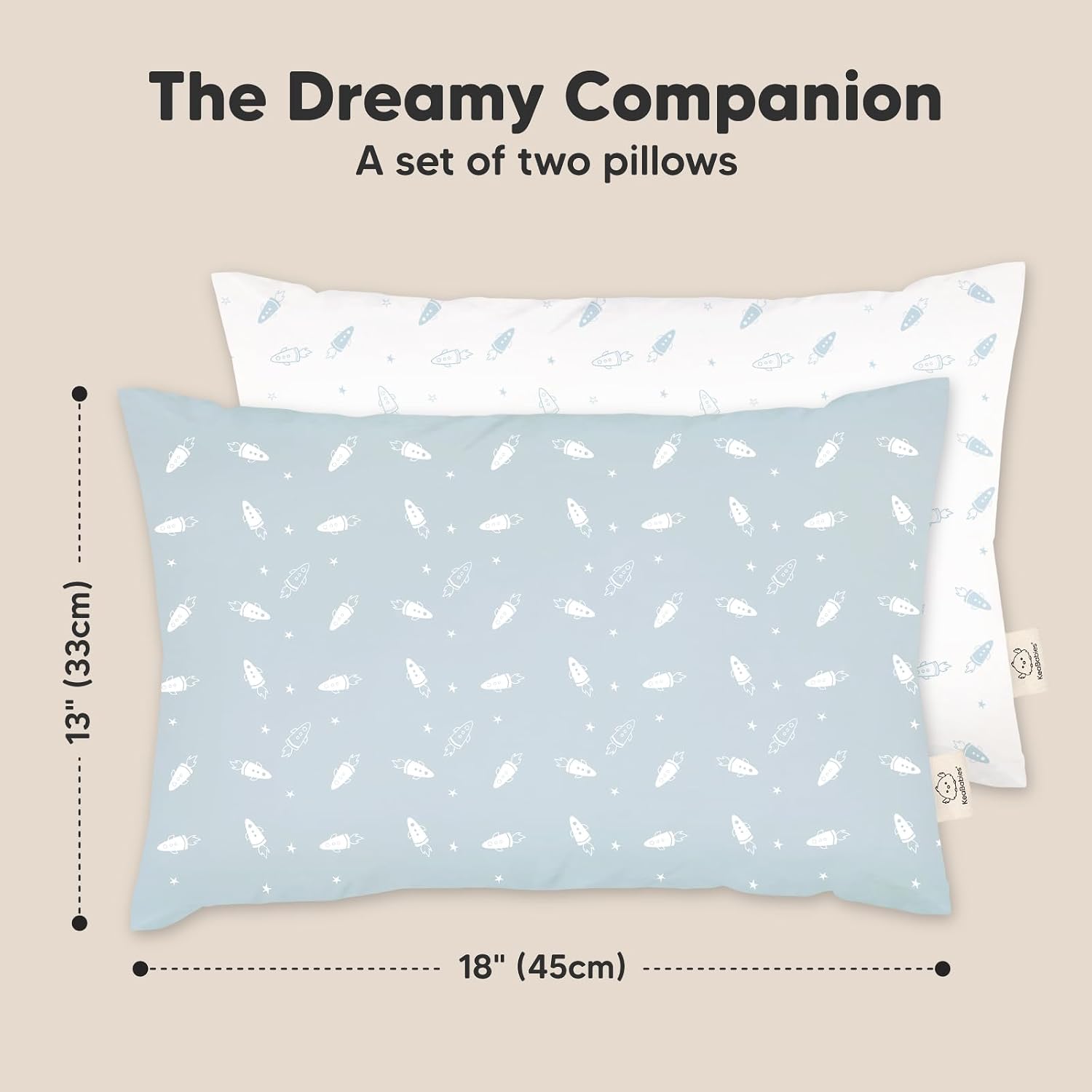 KeaBabies 2-Pack Toddler Pillows 2 Year Old to 5-13x18 Soft Organic Cotton Kids Pillow for Sleeping, Travel, School, Daycare, Nap…