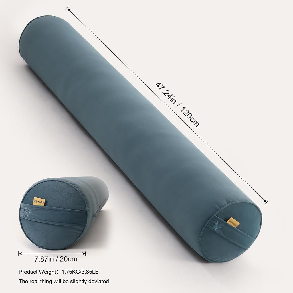 Body Pillow for Adults, Long Round Pillow, Big Cylindrical Pillow, Large Full Bolster Pillows for Side Sleepers (Slate Blue, 47.24"*7.87")
