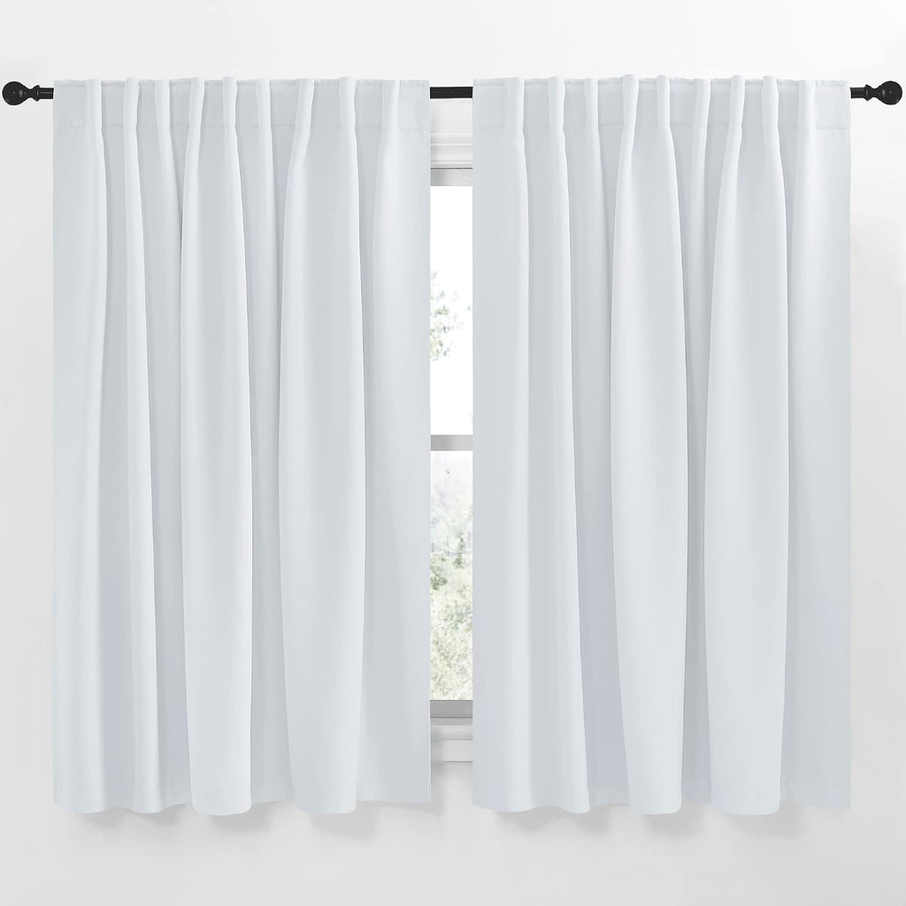 Nicetown Living Room Darkening Curtain Drapes - (Cloud Grey Color) W70 x L63, Set of 2, Room Darkening Window Treatment Drapery Panels Grey