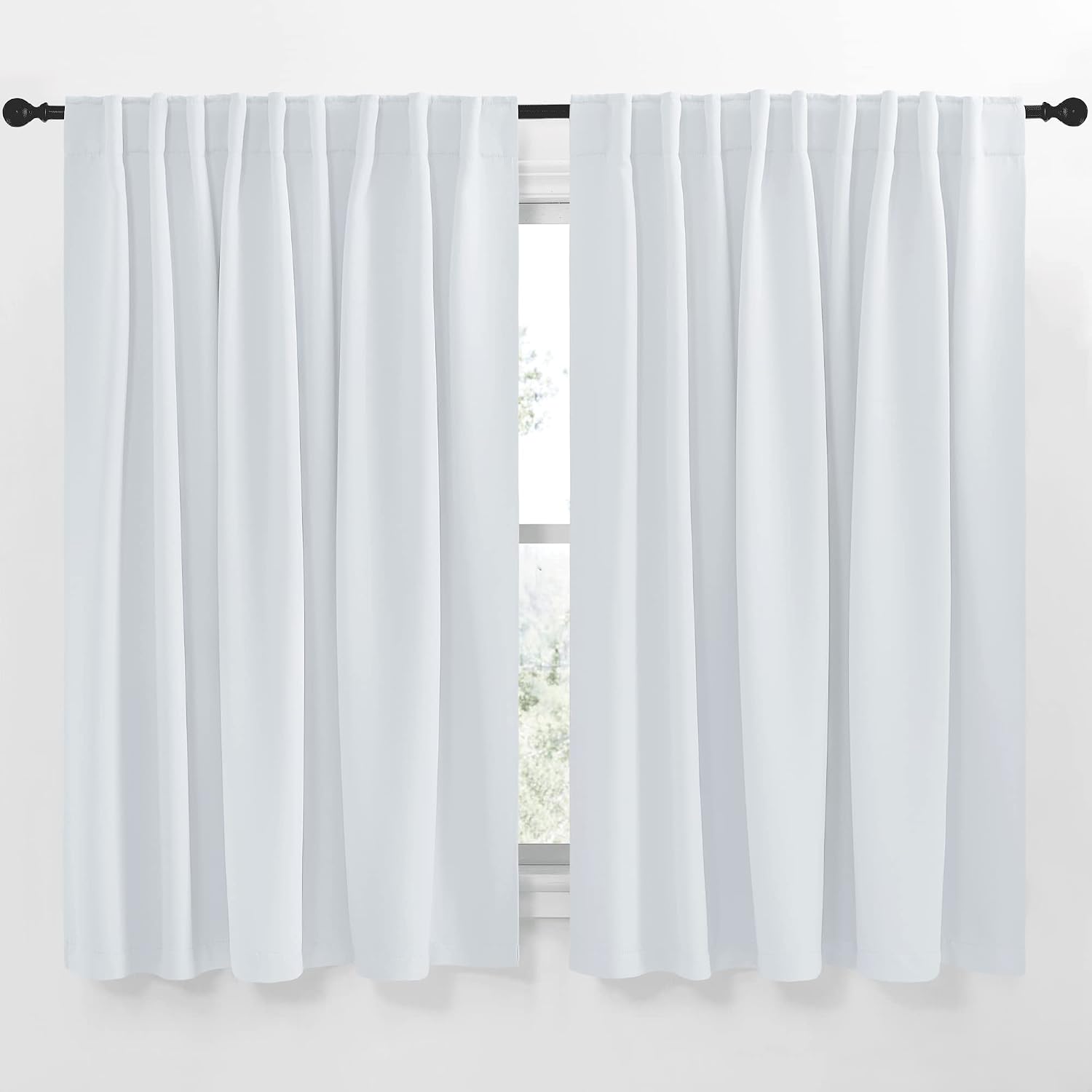 Nicetown Living Room Darkening Curtain Drapes - (Cloud Grey Color) W70 x L63, Set of 2, Room Darkening Window Treatment Drapery Panels Grey