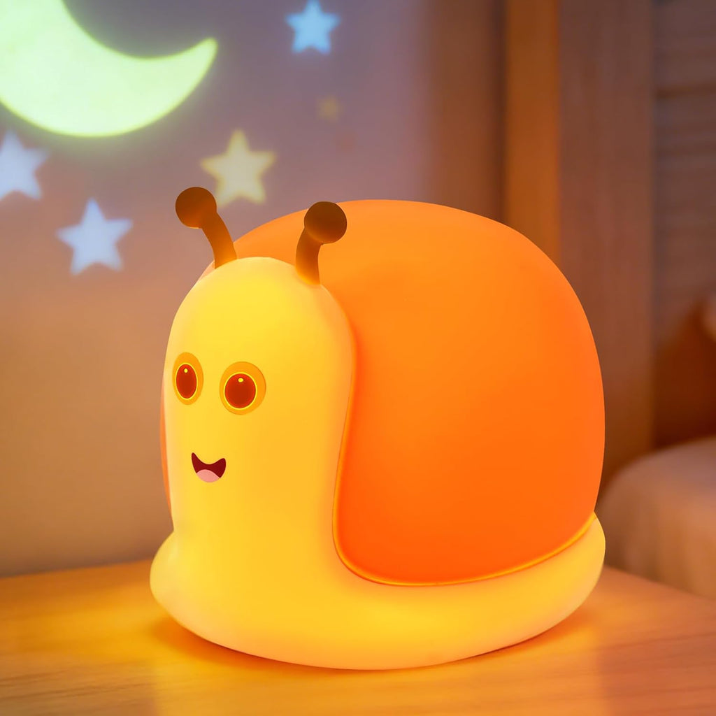 Cute Snail Night Light 2 Brightness Adjustable Fun Orange Slug Light with 30/60 Min Timer Squishy Nursery Breastfeeding Nightlight…