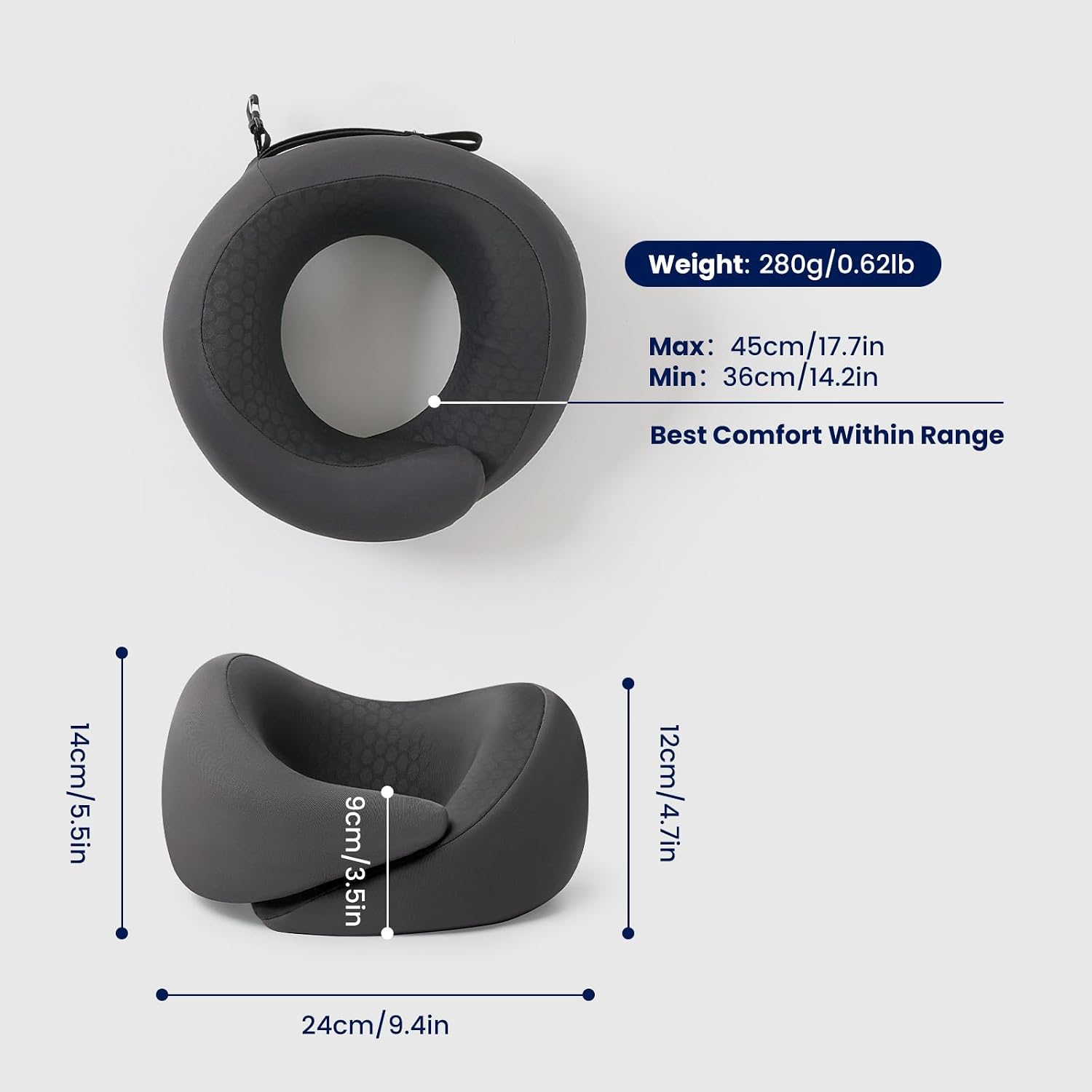 DreamValley Dream Valley® Neck Travel Pillow, Memory Foam Travel Pillow for Airplane, Portable Roll-Up Neck Pillow with Cooling Inner Fabri…