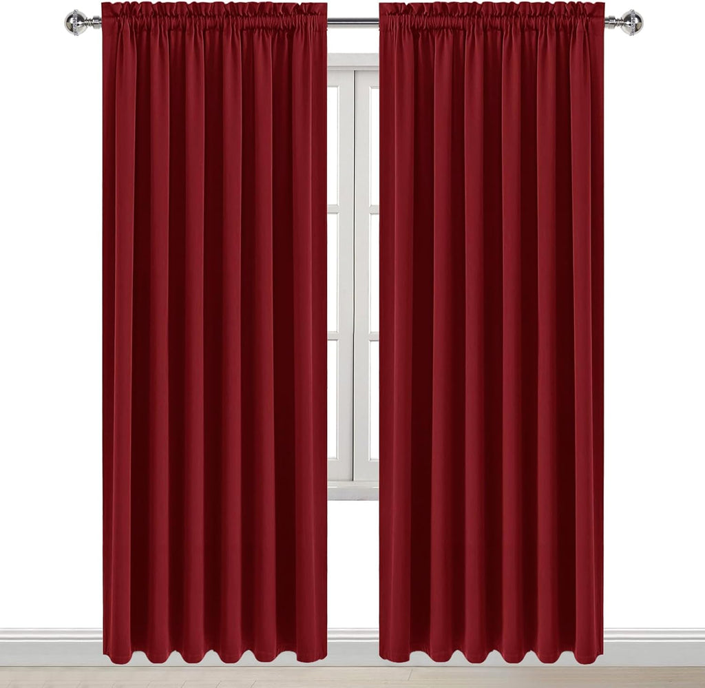 DWCN Blackout Curtains for Living Room Thermal Insulated, Energy Saving & Noise Reducing Bedroom Curtains, Amaranth Red, W 70x L 84 Inch…