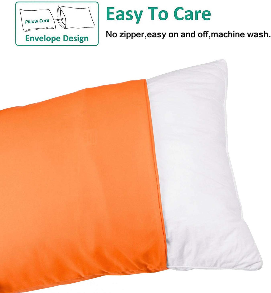 Ntbay King Pillowcase Set - 2 Pack Brushed Microfiber 20x40 Pillowcases - Soft, Wrinkle-Free, Fade-Resistant, Stain-Resistant, Orange Pillo…