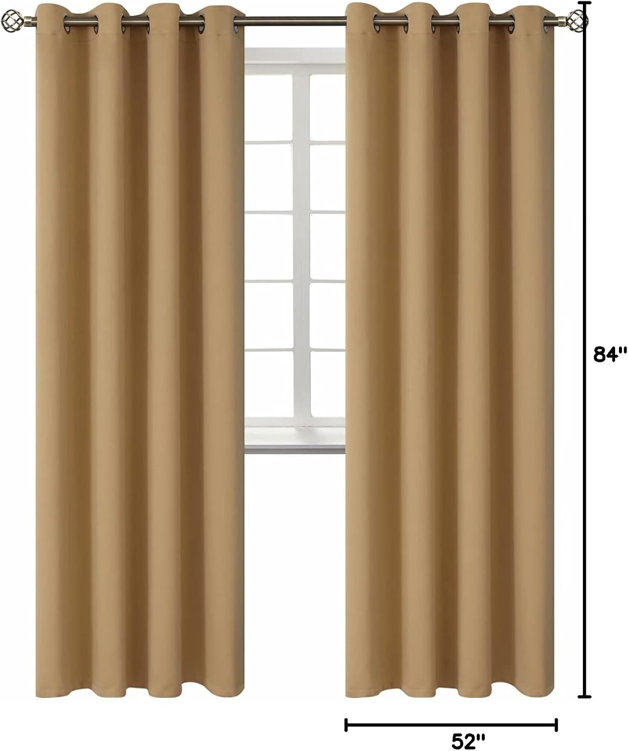 BGment Blackout Curtains for Living Room - Grommet Thermal Insulated Room Darkening Curtains for Bedroom, 2 Panels of 52 x 84 Inch, Khaki 8…