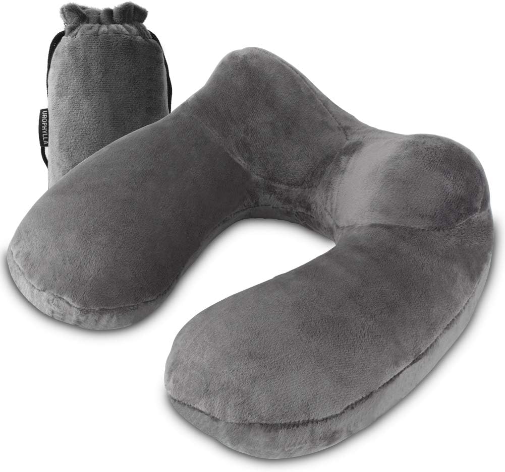 Inflatable Travel Pillow, Soft Velvet Inflatable Neck Pillow for Traveling, Airplanes, Train, Car, Office with Compact Bag, Breathable…