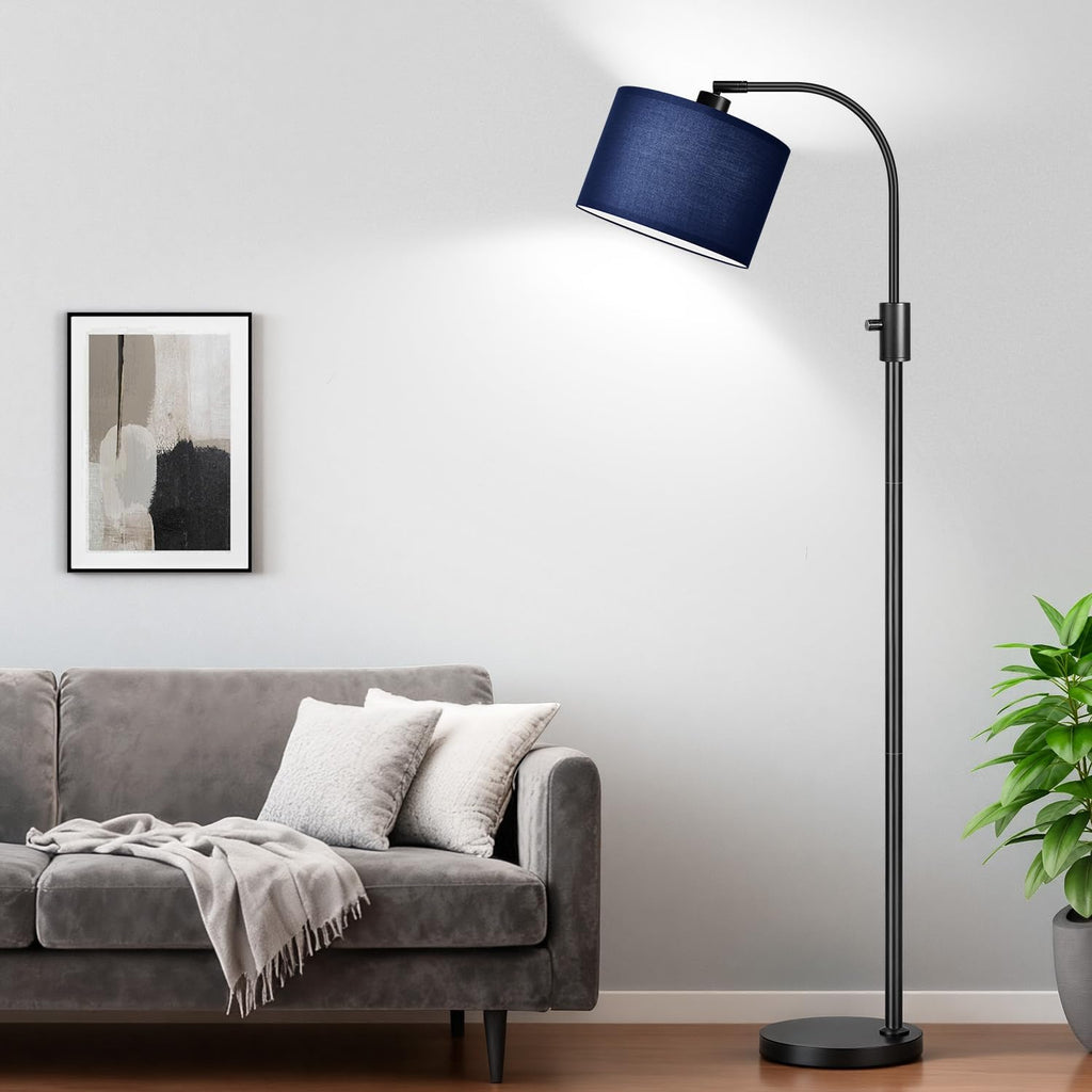 Nintiue Upgraded Modern Arc Dimmable Tall Standing Floor Lamp with Blue Shade, 1200 Lumens LED Bulb Included, for Living & Reading Room…