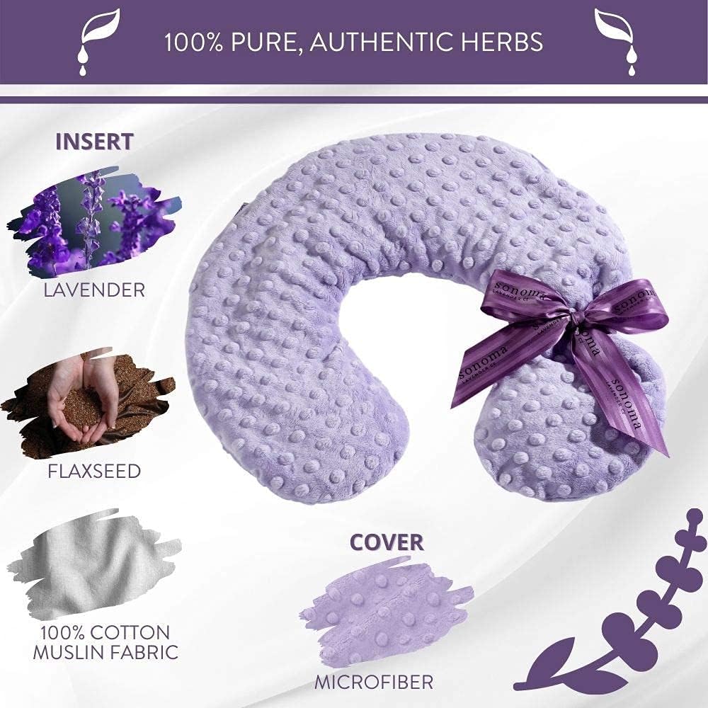 Your Personal comfort Ritual Sonoma Lavender Luxury Lavender Heatable/Chillable Neck Pillow, Microwaveable for Neck and Shoulders with Rem…
