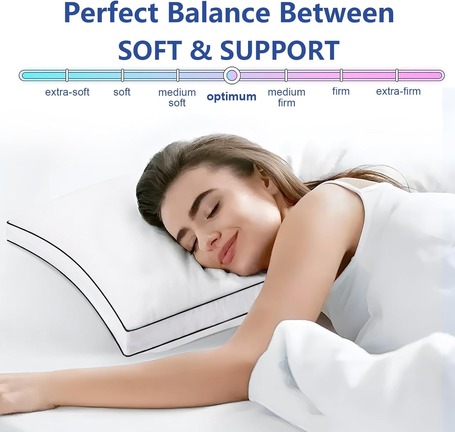 Chokit Pillows Queen Size Set of 4, Fluffy and Supportive 7D Down Alternative Bed Pillows, Luxury Soft Hotel Quality Gusseted Pillow for Si…