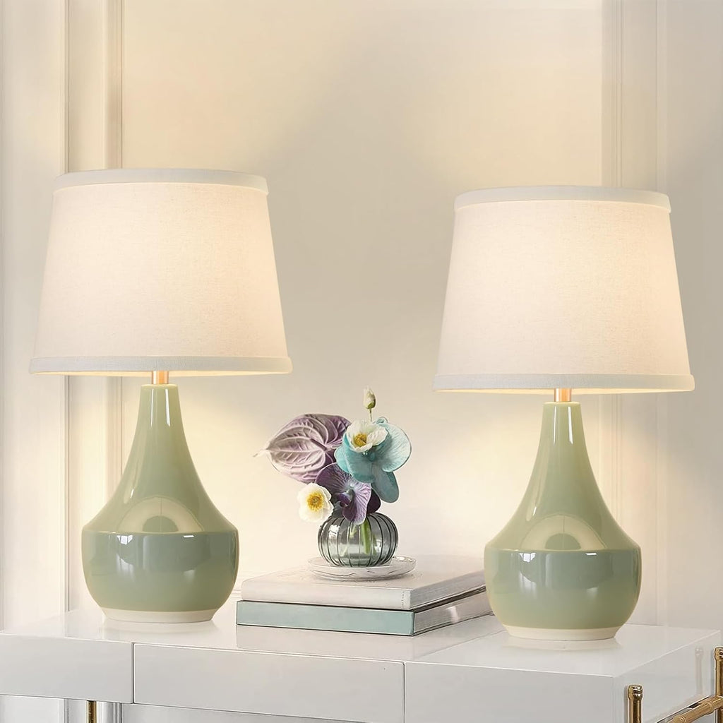 GyroVu 18" Table Lamp Set of 2, Ceramic Table Lamp Classic Beside Lamps Nightstand Lamp Modern Lamp for Living Room, Bedroom & Office…
