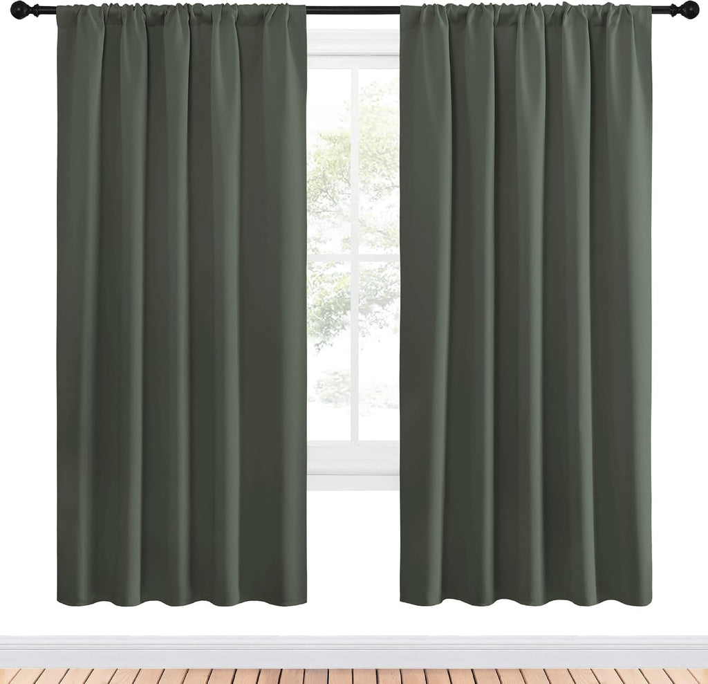 NICETOWN Bedroom Curtains Blackout Draperies - All Season Thermal Insulated Solid Rod Pocket Top Blackout Curtains/Drapes for Kid's Room…