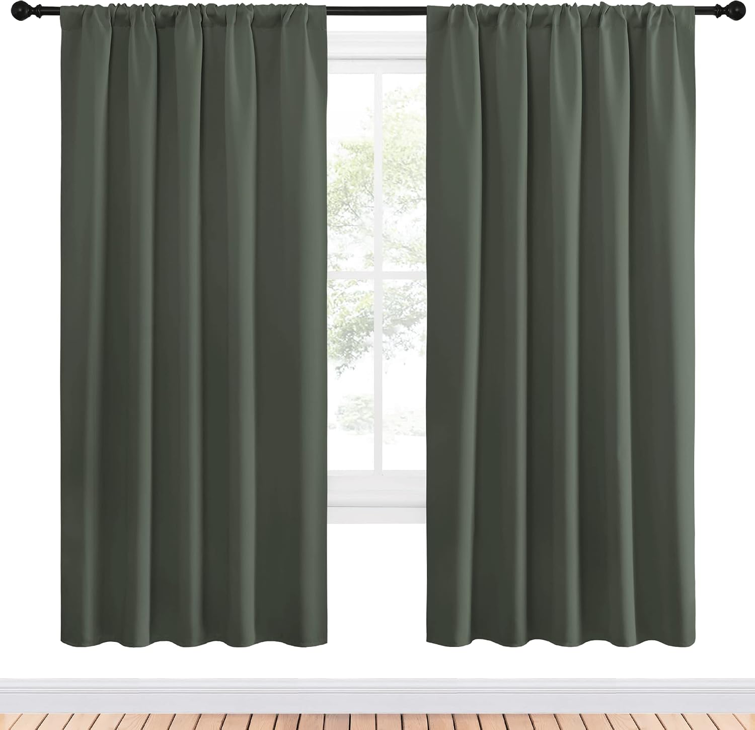 NICETOWN Bedroom Curtains Blackout Draperies - All Season Thermal Insulated Solid Rod Pocket Top Blackout Curtains/Drapes for Kid's Room…