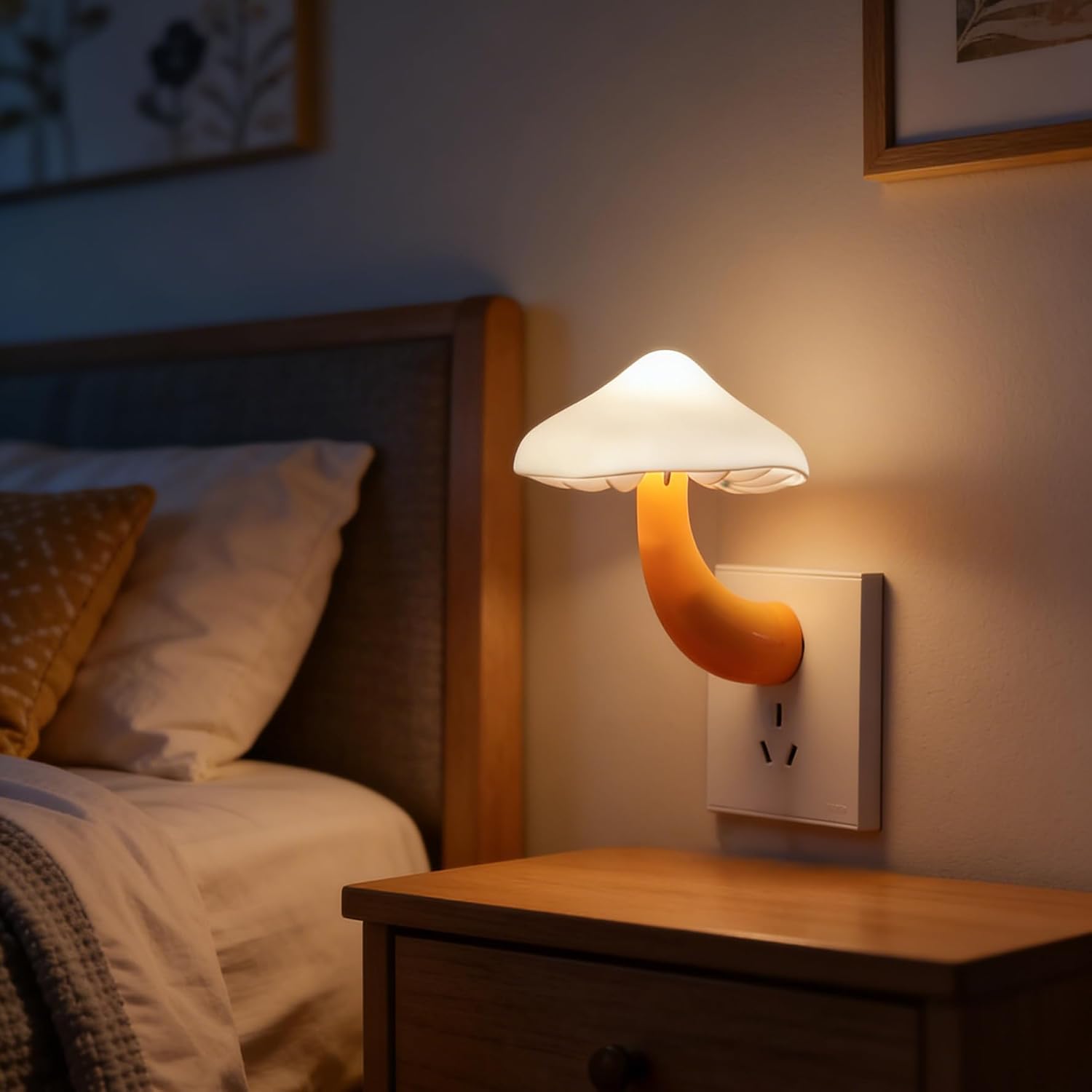 APAKI 4 Pack LED Mushroom Night Light Plug in Lamp, Light Sensor Night Lights Plug into Wall, Warm White Night Light for Adults Kids…
