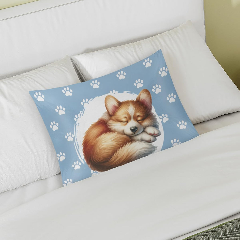 Satin Pillowcase for Hair and Skin Blue Paw Print Dog Soft Silk Pillow Case with Envelope Closure Cooling Pillow Cases Slip Standard Size…