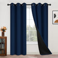 Yakamok 84 Inch Length 100% Blackout Window Curtain Panels, Full Light Blocking Drapes with Black Liner Thermal Insulated Drapes for Bedroo…