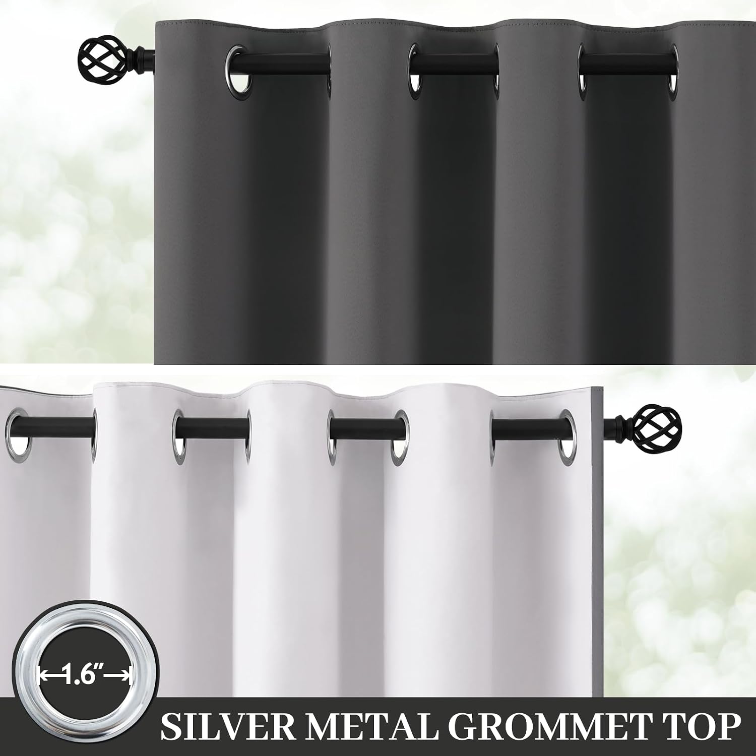 Yakamok 100% Blackout Curtain Panels 84 inches Cold and Light Blocking Drapes for Nursery, 2 Thick Layers Thermal Insulated Draperies (2 Pi…