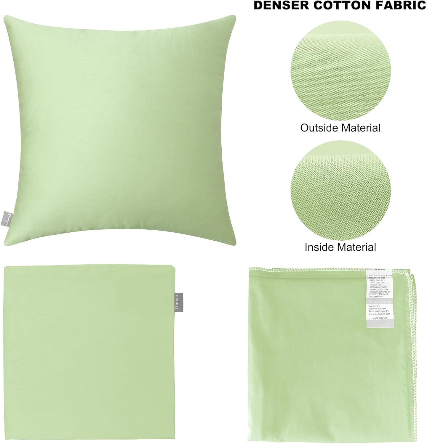 Thmyo 4-Pack 100% Cotton Comfortable Solid Decorative Throw Pillow Case Square Cushion Cover Pillowcase Sublimation Blank Pillow Covers(18x…