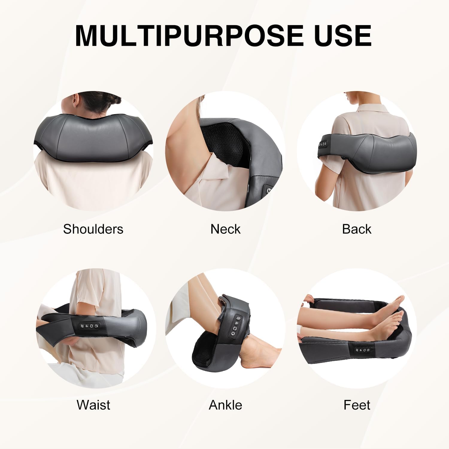 Nekteck Shiatsu Neck Massager with Heat for Deep Tissue, 2026 Upgraded 3D Back Shoulder Kneading Massage Pillow, Body Muscle Relaxation Too…