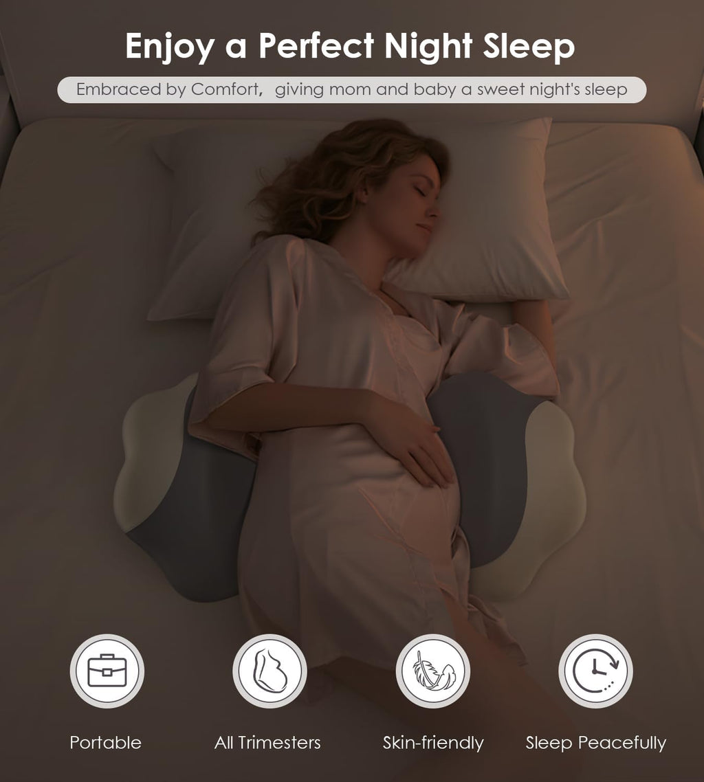 Donama Memory Foam Pregnancy Pillow- with Adjustable Air Bag for Back/Legs/Belly/HIPS Support, W-Shaped Pregnancy Wedge Pillows for Sleepin…
