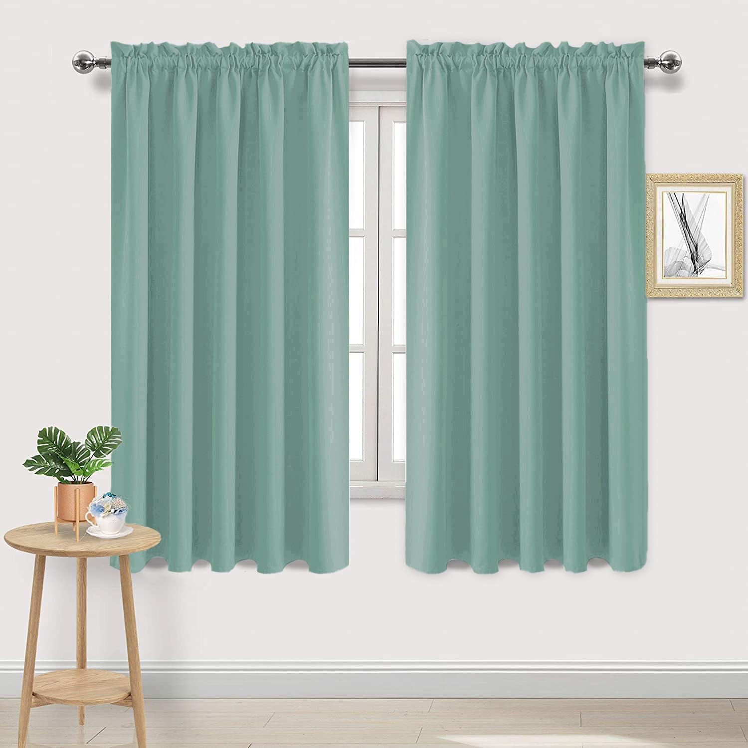 DWCN Blackout Curtains for Living Room Thermal Insulated, Energy Saving & Noise Reducing Bedroom Curtains, Sage Green, W 60x L 63 Inch…