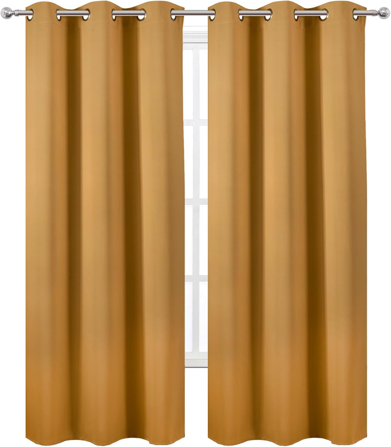 Lemomo Mustard Yellow Thermal Blackout Curtains/42 x 84 Inch/Set of 2 Panels Room Darkening Curtains for Bedroom 84 Inch silver
