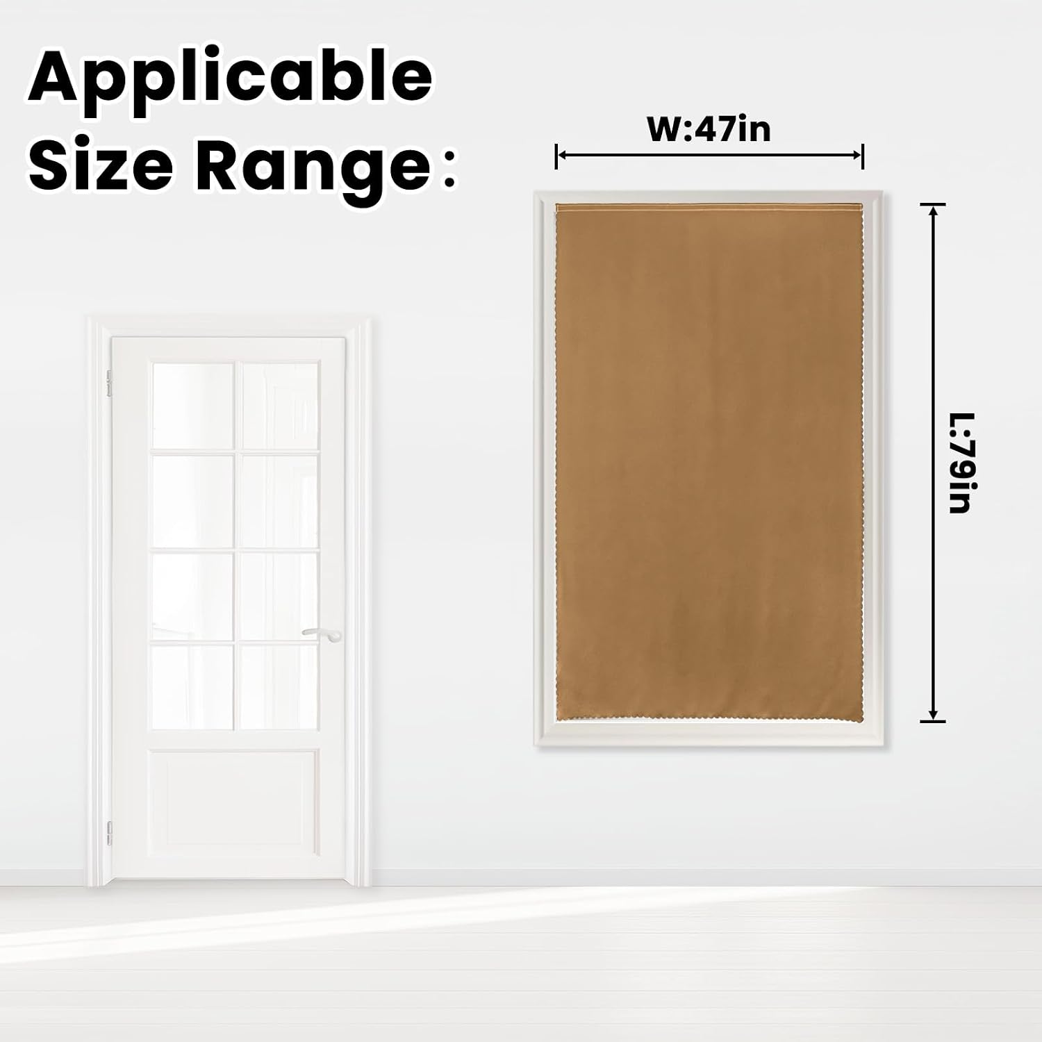 Self Adhesive Curtains, Stick Curtain Blackout Shades Window Cover Curtains for Living Room No Drilling, 47" W X 79" L, Brown, 1 Panel