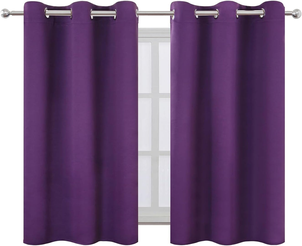 Lemomo Purple Blackout Curtains 42 x 54 Inch Length Set of 2 Panels Grommet Bedroom Curtains for Living Room 54 Inch silver
