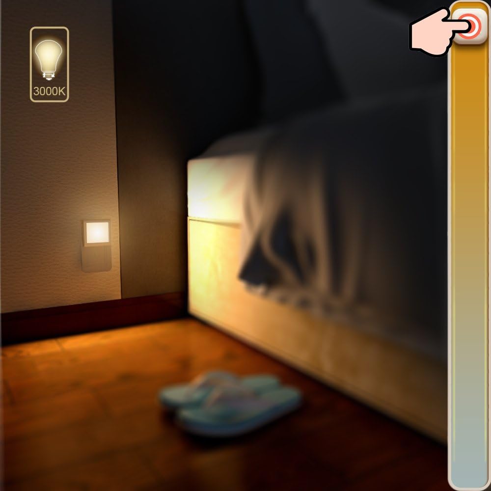 MAZ-TEK Plug in Dimmable Led Night Light with Auto Dusk to Dawn Sensor, Soft Warm White Nightlights for Hallway, Bedroom, Kids Room…