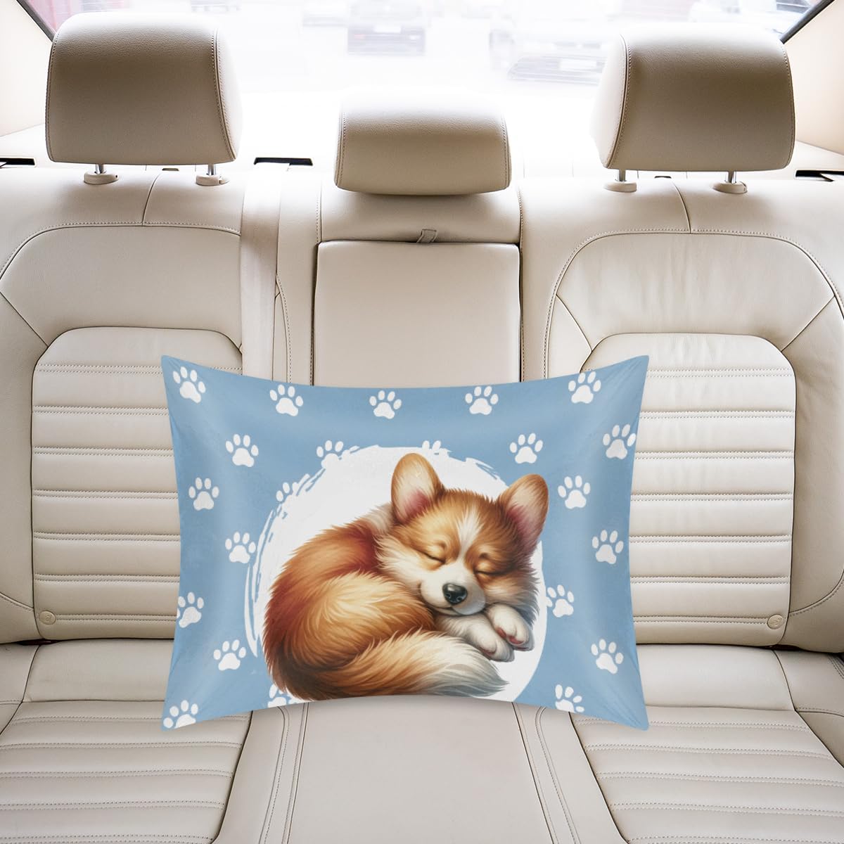 Satin Pillowcase for Hair and Skin Blue Paw Print Dog Soft Silk Pillow Case with Envelope Closure Cooling Pillow Cases Slip Standard Size…