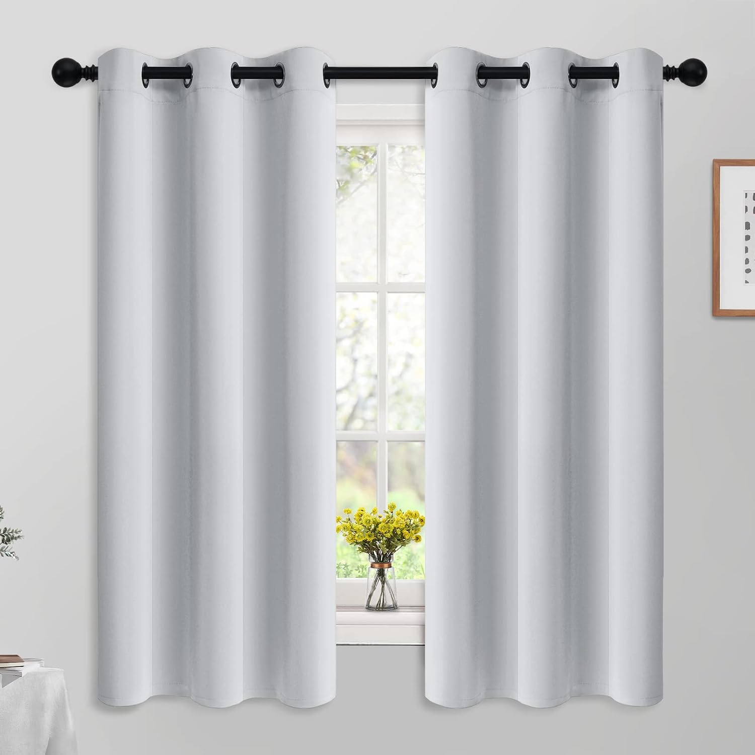 Yakamok Room Darkening Blackout Curtains for Bedroom, Thermal Insulated Grommet Top Window Drapes for Living Room,42W x 63L, Greyish…