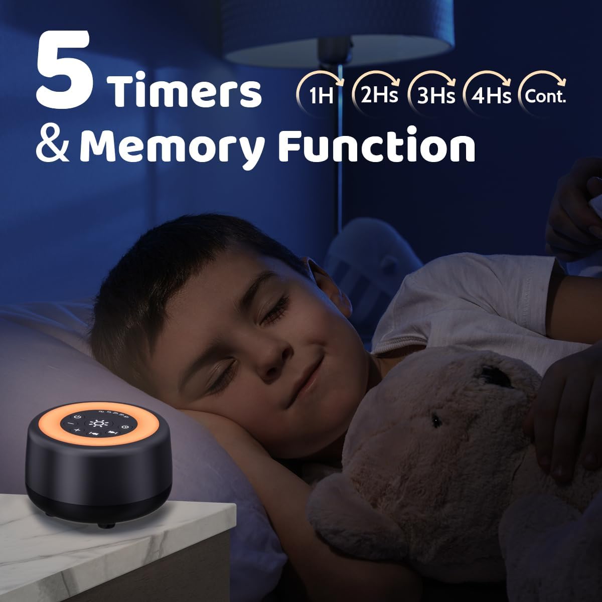 Sleepbox Sound White Noise Machine with 25 Soothing Sounds 10 Colors Warm Night Light 4 Brightness Levels 32 Volume Levels 5 Timer and…