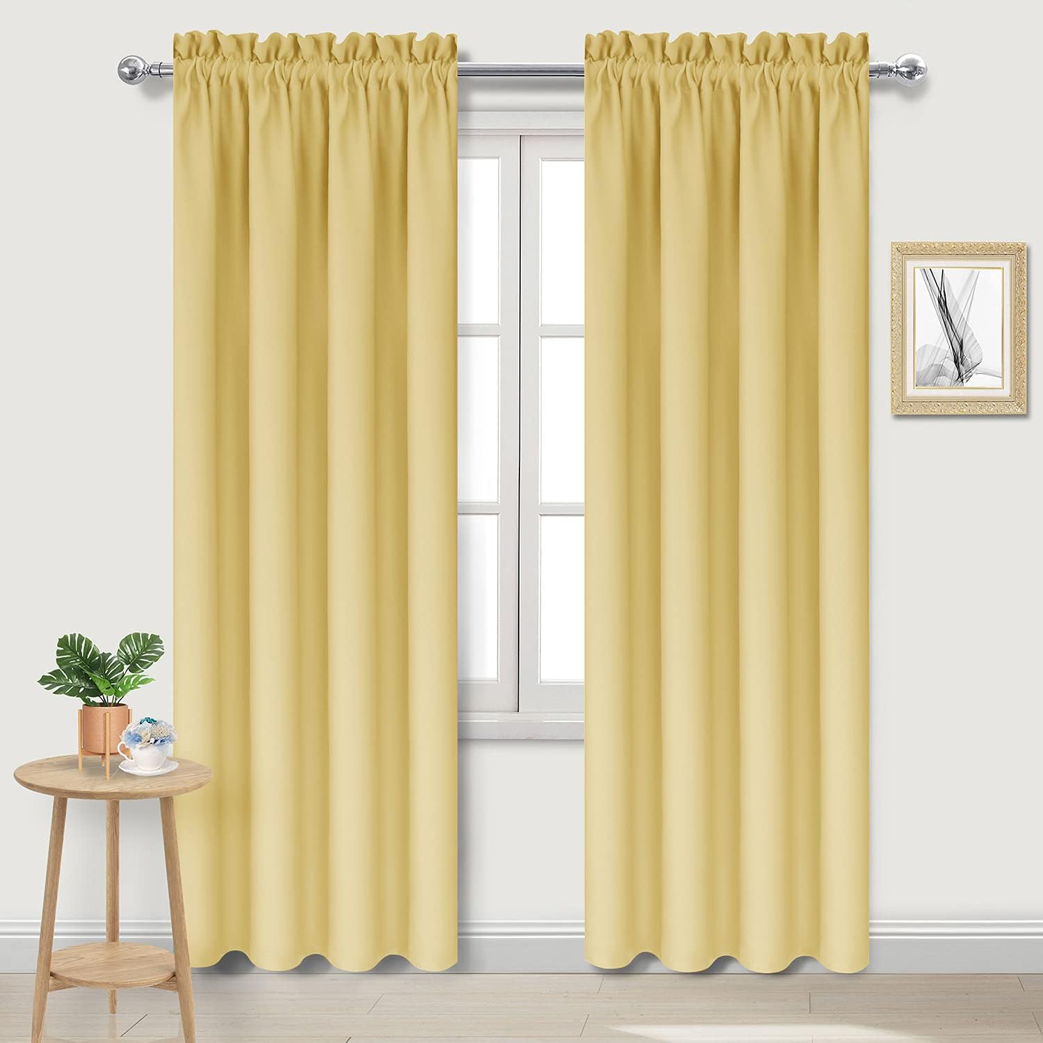 Dwcn Blackout Curtains for Bedroom – Rod Pocket Thermal Insulated Noise Reducing Noise Reducing Drapes for Living Room, W 42 x L 84 Inch, 2…