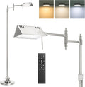 Dimmable Pharmacy Floor Lamp with Remote, 17W LED Reading Floor Lamp with 360°Swing Arm, 3 Color Temperature, Height Adjustable Silver…
