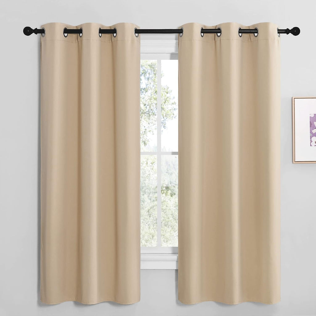 NICETOWN Room Darkening Curtain Panels for Cafe, Thermal Insulated Grommet Room Darkening Draperies/Drapes for Window (Biscotti Beige, 2…