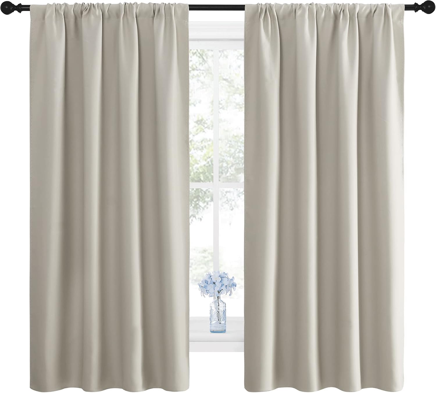 Nicetown Blackout Curtains for Living Room, Darkening Window Curtain Panels, easy maintenance Solid Thermal Insulated Draperies/Drapes…
