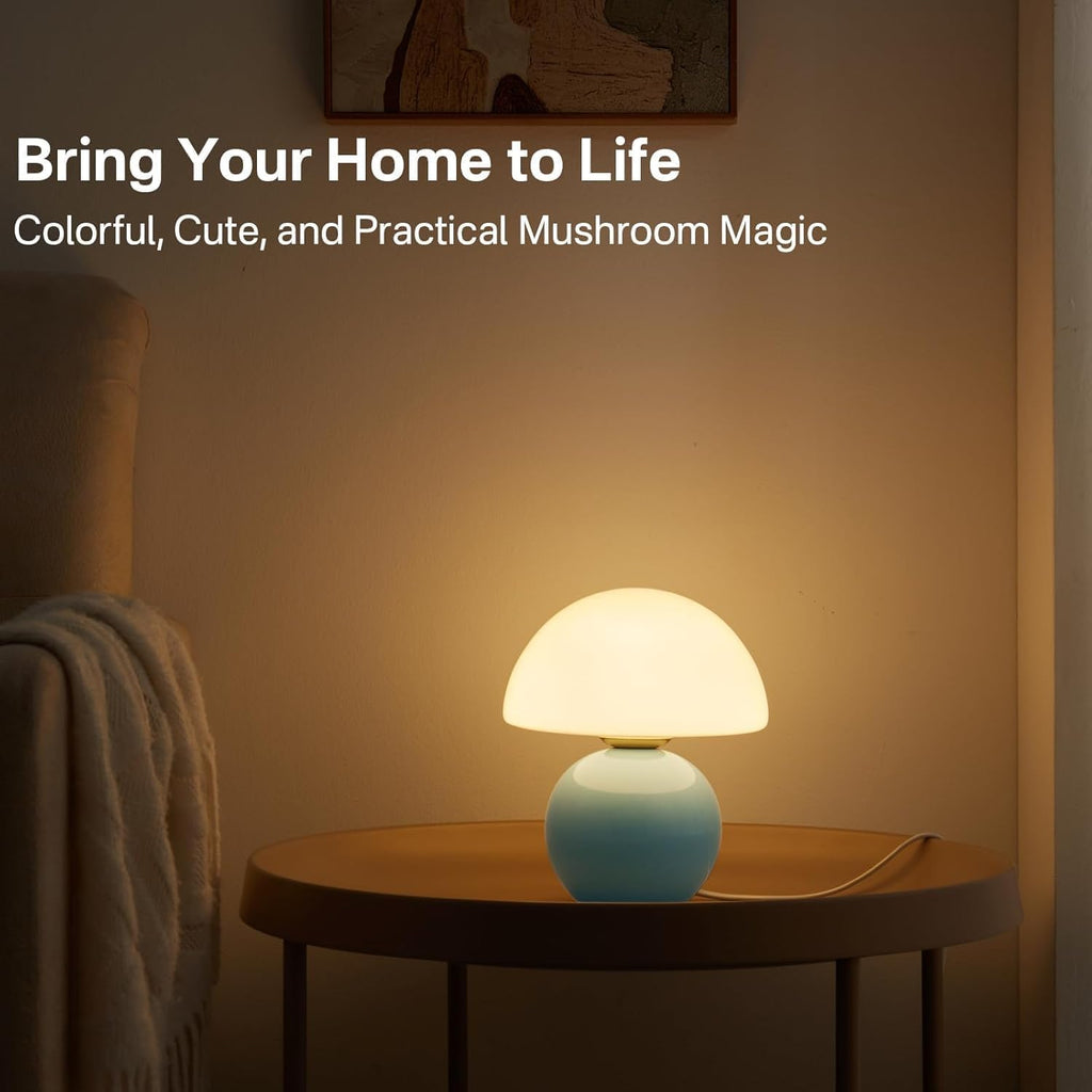 Dawnwake Mushroom Lamp Table Lamp for Bedroom, Desk Bedside Small Lamps for Living Room Night Stands, Mushroom Decor Cute Mini Modern Mid…