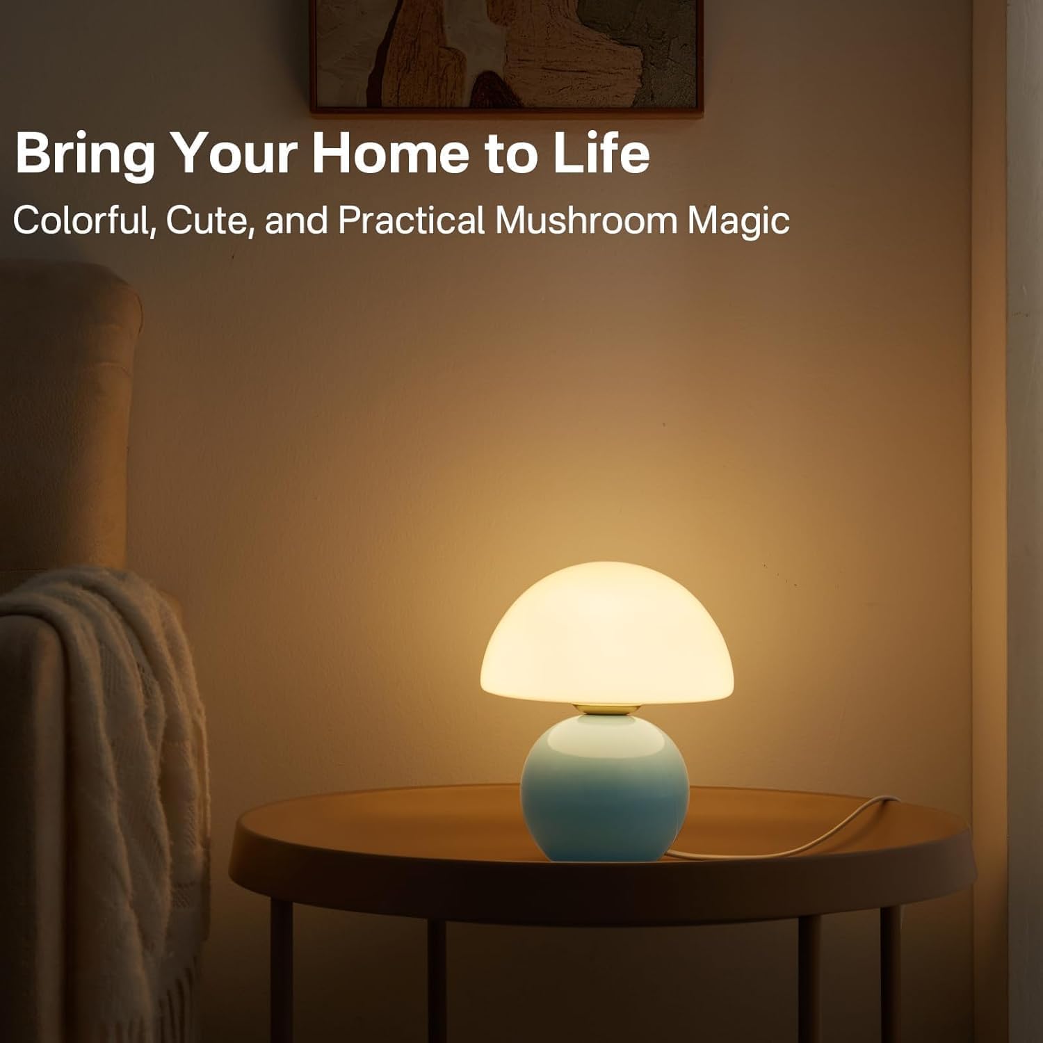Dawnwake Mushroom Lamp Table Lamp for Bedroom, Desk Bedside Small Lamps for Living Room Night Stands, Mushroom Decor Cute Mini Modern Mid…