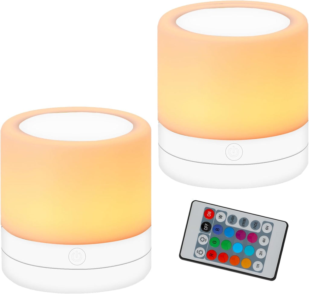 Nursery Night Light for Kids, USB Rechargeable Small Desk Lamp,13 RGB Colors & 4 Brightness & 1 Remote, Touch Bedside Cordless Table…