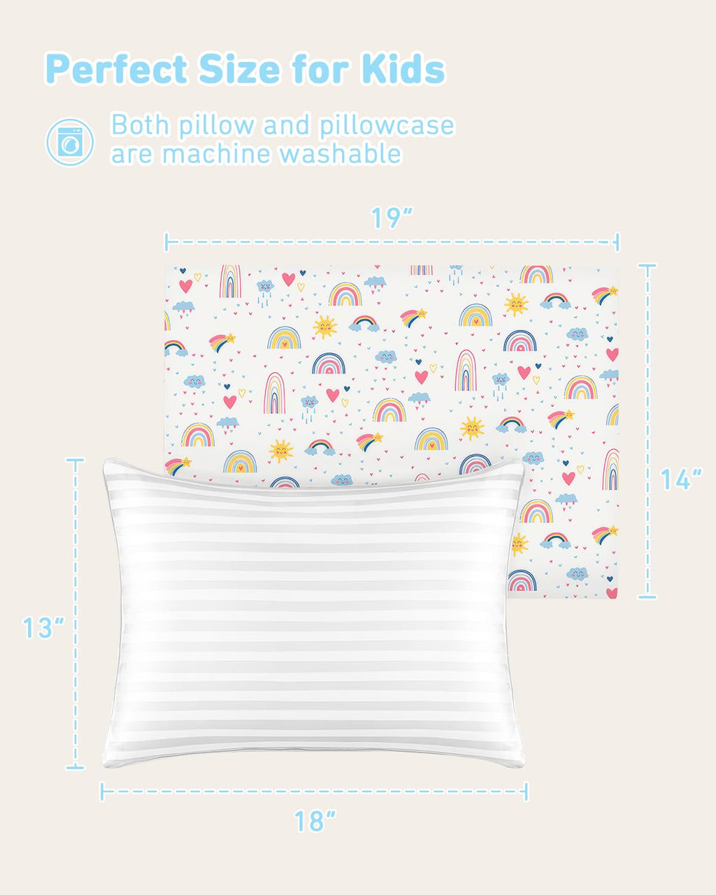 Babebay Toddler Pillow,13X18 Soft Toddler Pillows for Sleeping, Machine Washable Kids Pillow with Cotton Pillowcase, Perfect for Travel…