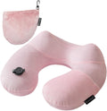 Keemall Inflatable Travel Pillow, Premium Soft Pink Velvet Neck Pillow, Washable Lightweight Portable Travel Essentials for Flight Road…